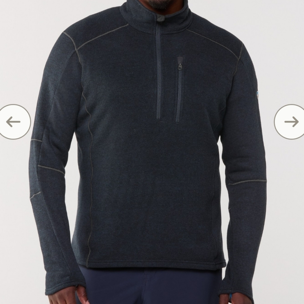 Kuhl Men's Quarter Zip Dark Gray Fleece Soft Activewear Camp Slim Sweater